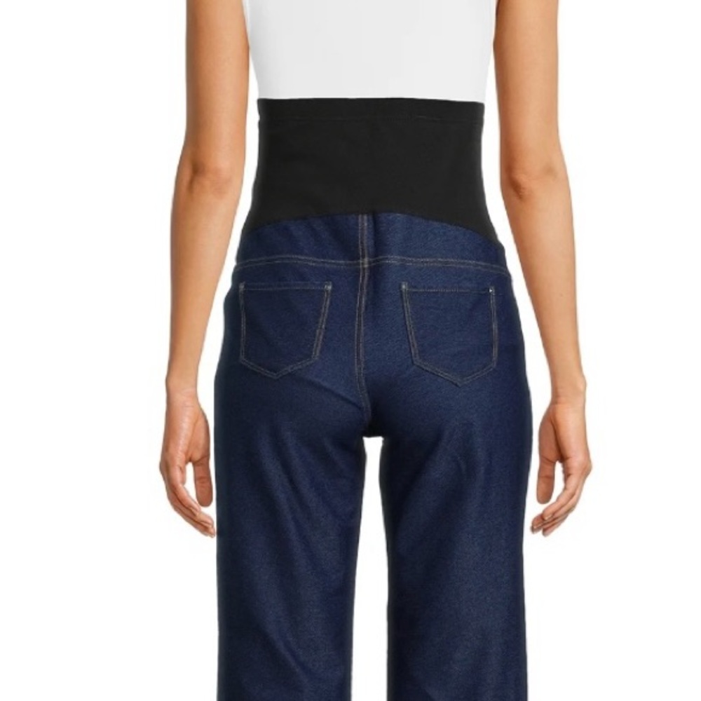 Maternity Blue Jeans Jeggings, Straight Leg Jeggings, 27” Inseam, Size (4-6) - Picture 4 of 11